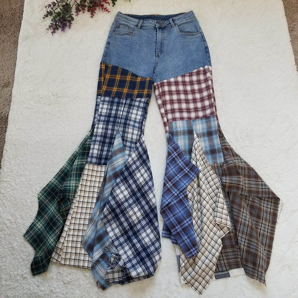 Rehab Lab Patchwork Flare Jeans - Picture 3 of 14